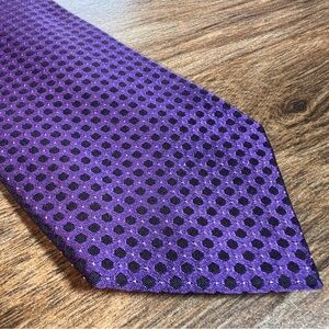 HUGO Boss Purple/Black Polka Dot Print 100% Silk Tie Made in Italy 🇮🇹